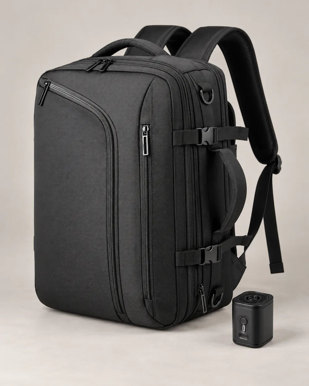 The black VAKT Pack with its small cube pump